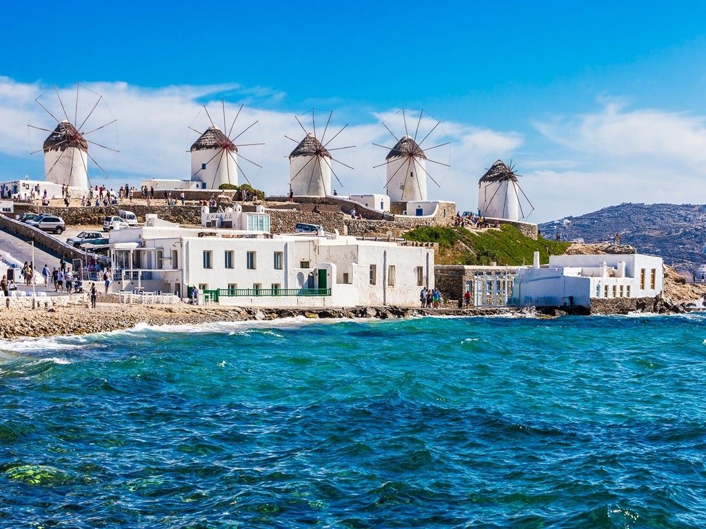 Blue sea and coasts of Mykonos, Greece